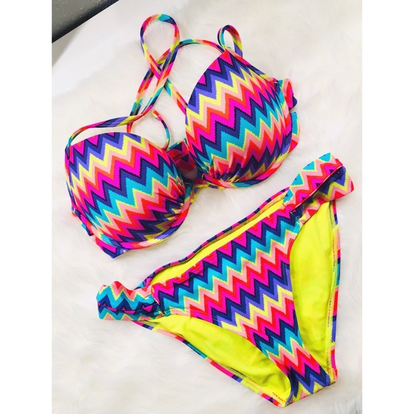 aerie Other - Aerie Rainbow Pushup Tribal Bikini✨34D
